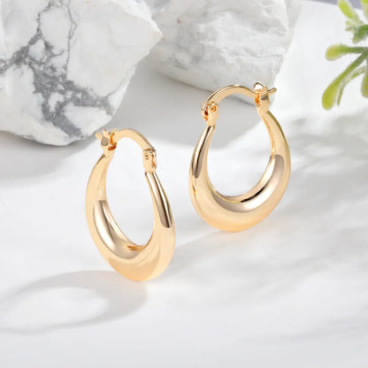 1 Pair Simple Style Round Copper 18K Gold Plated Hoop Earrings