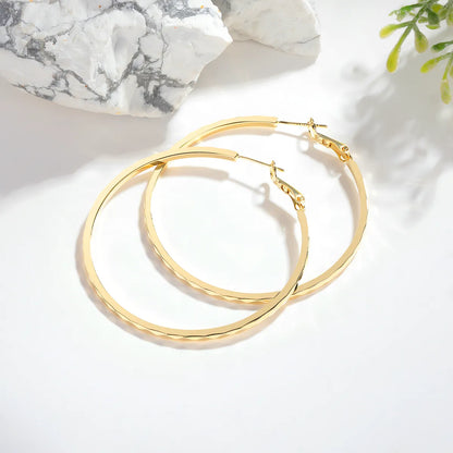 1 Pair Simple Style Round Copper 18K Gold Plated Hoop Earrings