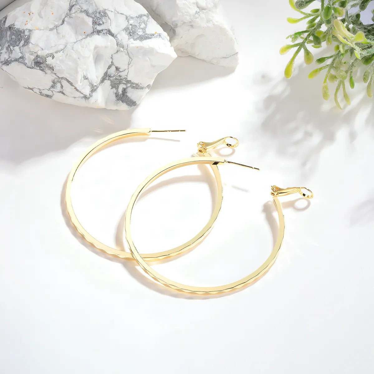 1 Pair Simple Style Round Copper 18K Gold Plated Hoop Earrings