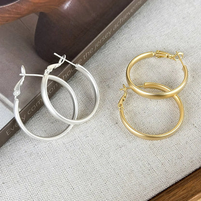 1 Pair Simple Style Round Copper White Gold Plated Gold Plated Hoop Earrings