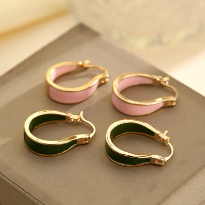 1 Pair Simple Style Round Enamel Alloy Earrings