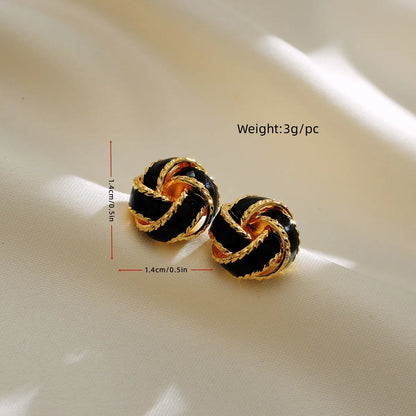 1 Pair Simple Style Round Enamel Plating Copper 18k Gold Plated Ear Studs