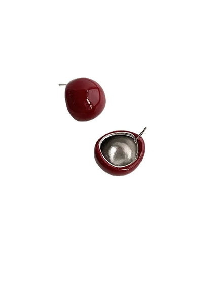 1 Pair Simple Style Round Enamel Plating Copper Ear Studs