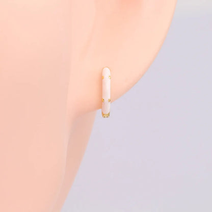 1 Pair Simple Style Round Enamel Plating Sterling Silver White Gold Plated Gold Plated Earrings