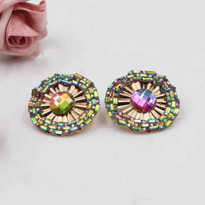 1 Pair Simple Style Round Flower Zinc Alloy Ear Studs