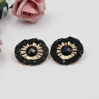 1 Pair Simple Style Round Flower Zinc Alloy Ear Studs