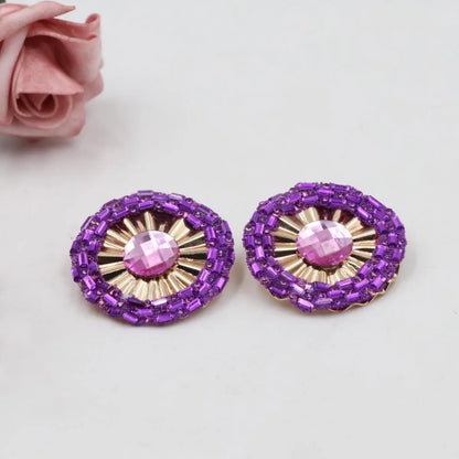 1 Pair Simple Style Round Flower Zinc Alloy Ear Studs