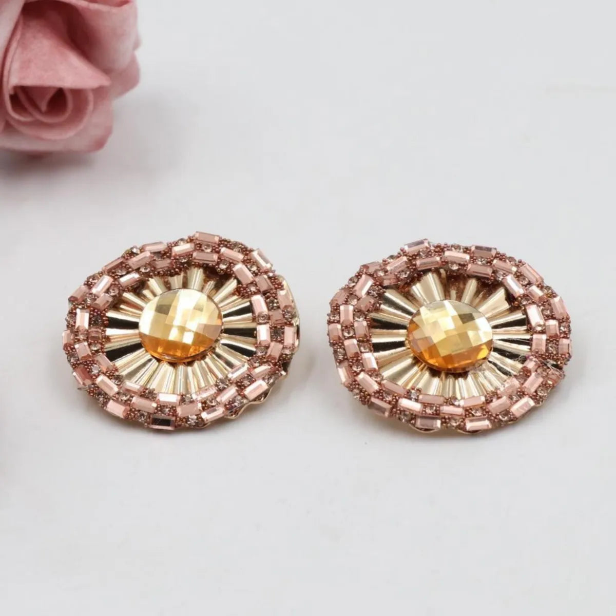 1 Pair Simple Style Round Flower Zinc Alloy Ear Studs