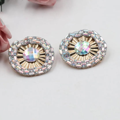 1 Pair Simple Style Round Flower Zinc Alloy Ear Studs