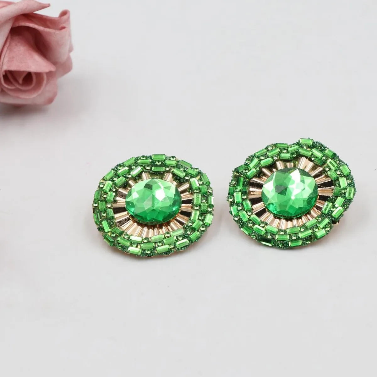 1 Pair Simple Style Round Flower Zinc Alloy Ear Studs