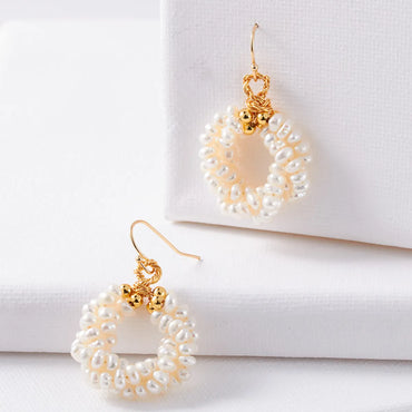 1 Pair Simple Style Round Freshwater Pearl Brass Plating Drop Earrings