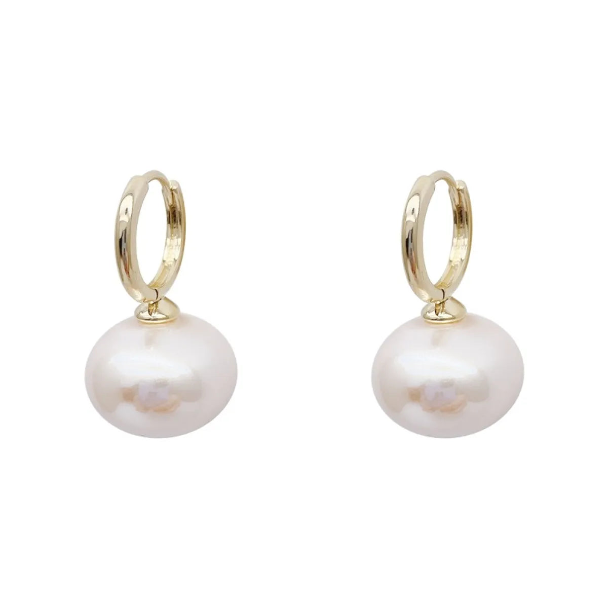 1 Pair Simple Style Round Inlay Alloy Pearl Drop Earrings