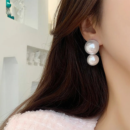 1 Pair Simple Style Round Inlay Alloy Pearl Drop Earrings