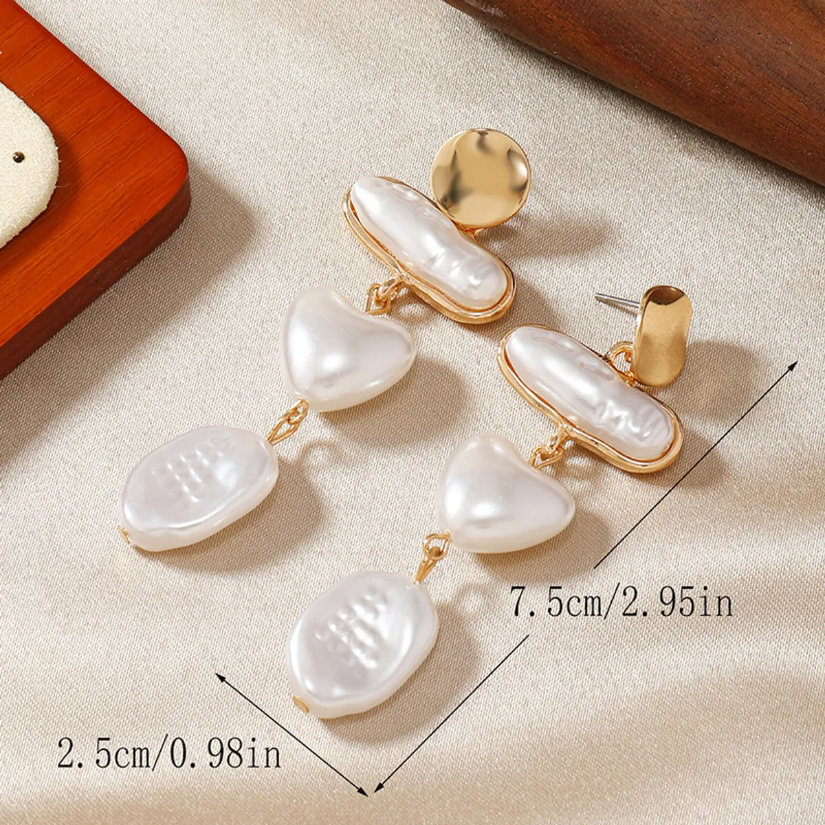 1 Pair Simple Style Round Inlay Alloy Pearl Gold Plated Drop Earrings