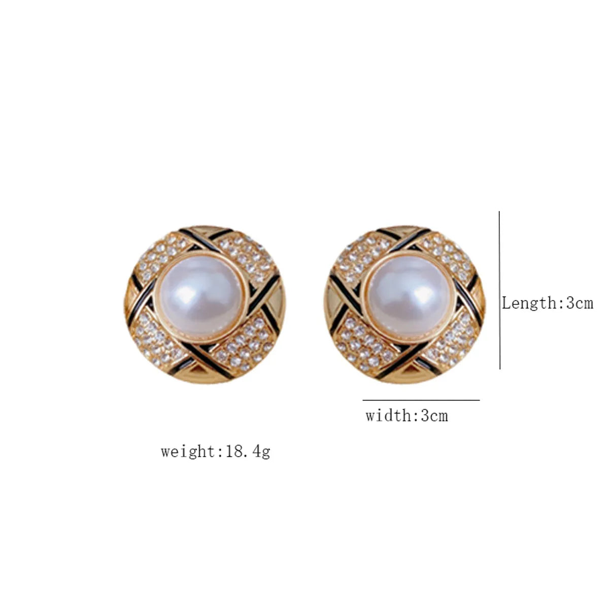 1 Pair Simple Style Round Inlay Alloy Zircon Ear Studs