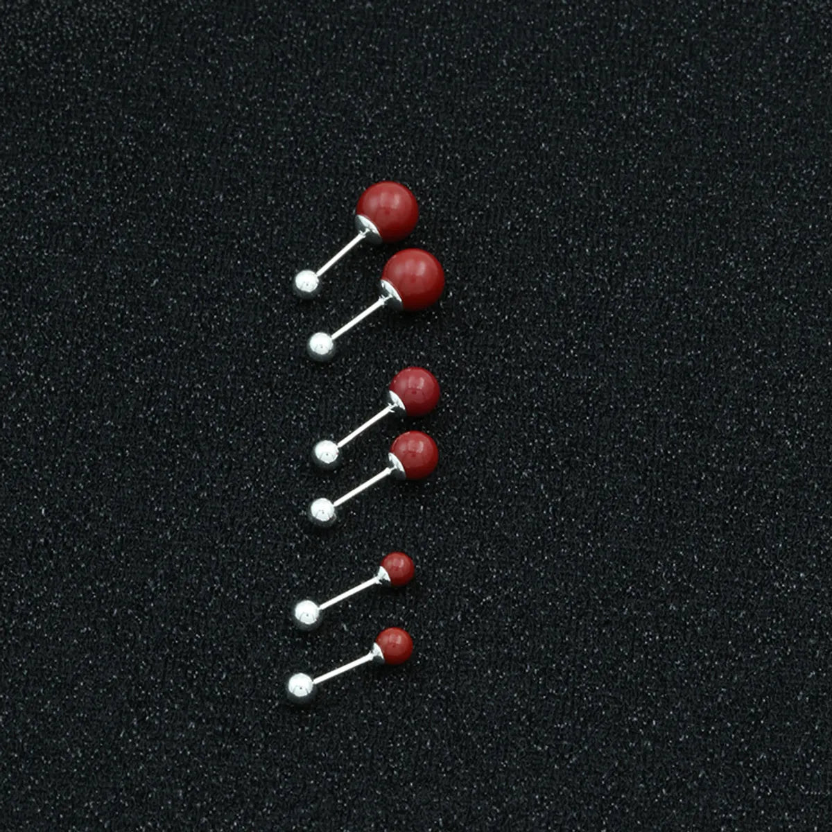 1 Pair Simple Style Round Inlay Cinnabar Cinnabar Ear Studs