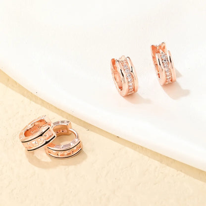 1 Pair Simple Style Round Inlay Copper Zircon Earrings