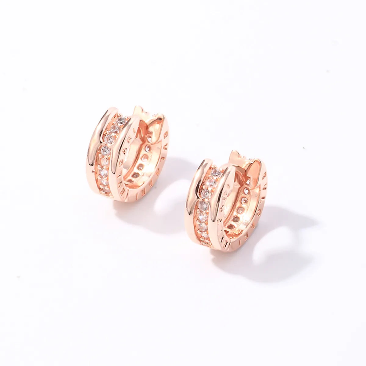 1 Pair Simple Style Round Inlay Copper Zircon Earrings