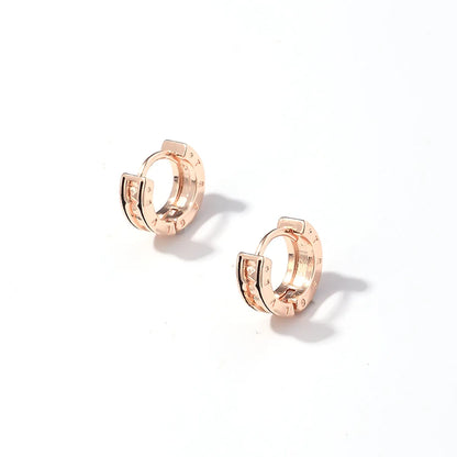 1 Pair Simple Style Round Inlay Copper Zircon Earrings