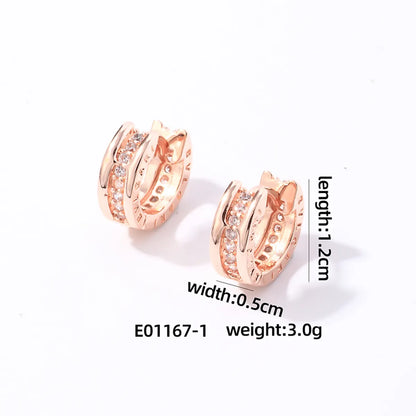 1 Pair Simple Style Round Inlay Copper Zircon Earrings