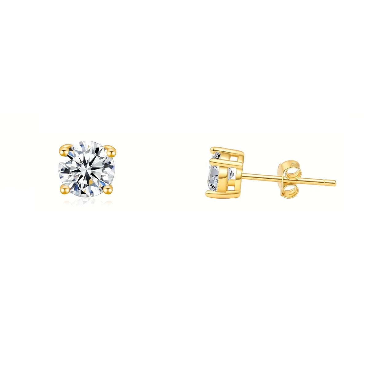 1 Pair Simple Style Round Inlay Copper Zircon K Gold Plated Ear Studs