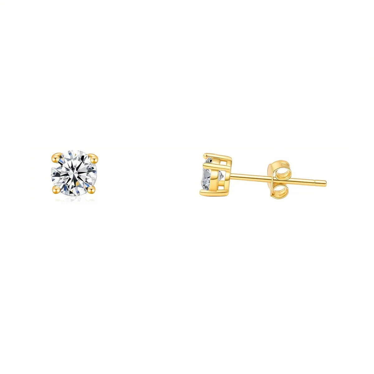 1 Pair Simple Style Round Inlay Copper Zircon K Gold Plated Ear Studs