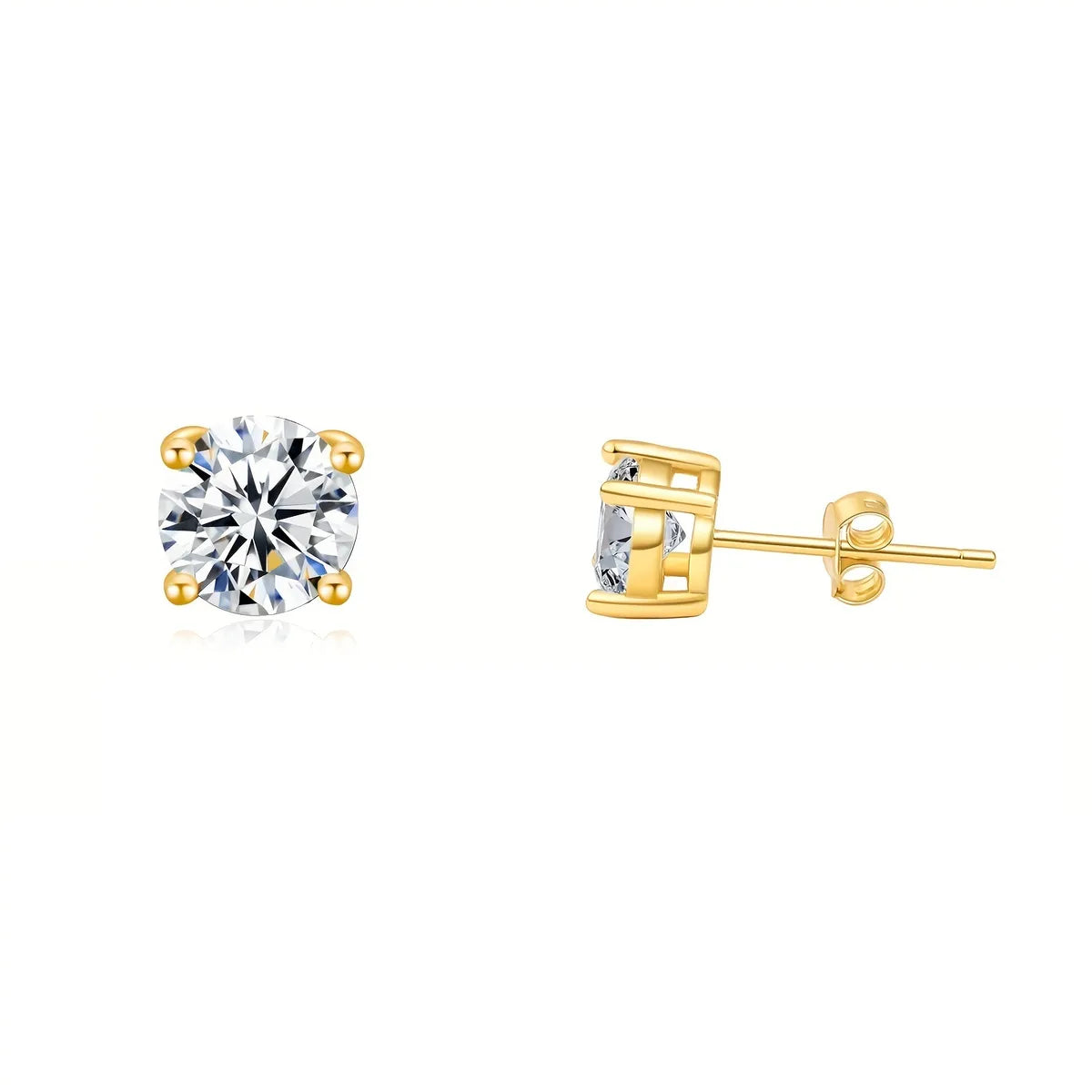 1 Pair Simple Style Round Inlay Copper Zircon K Gold Plated Ear Studs