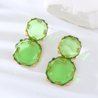 1 Pair Simple Style Round Inlay Resin Resin Drop Earrings