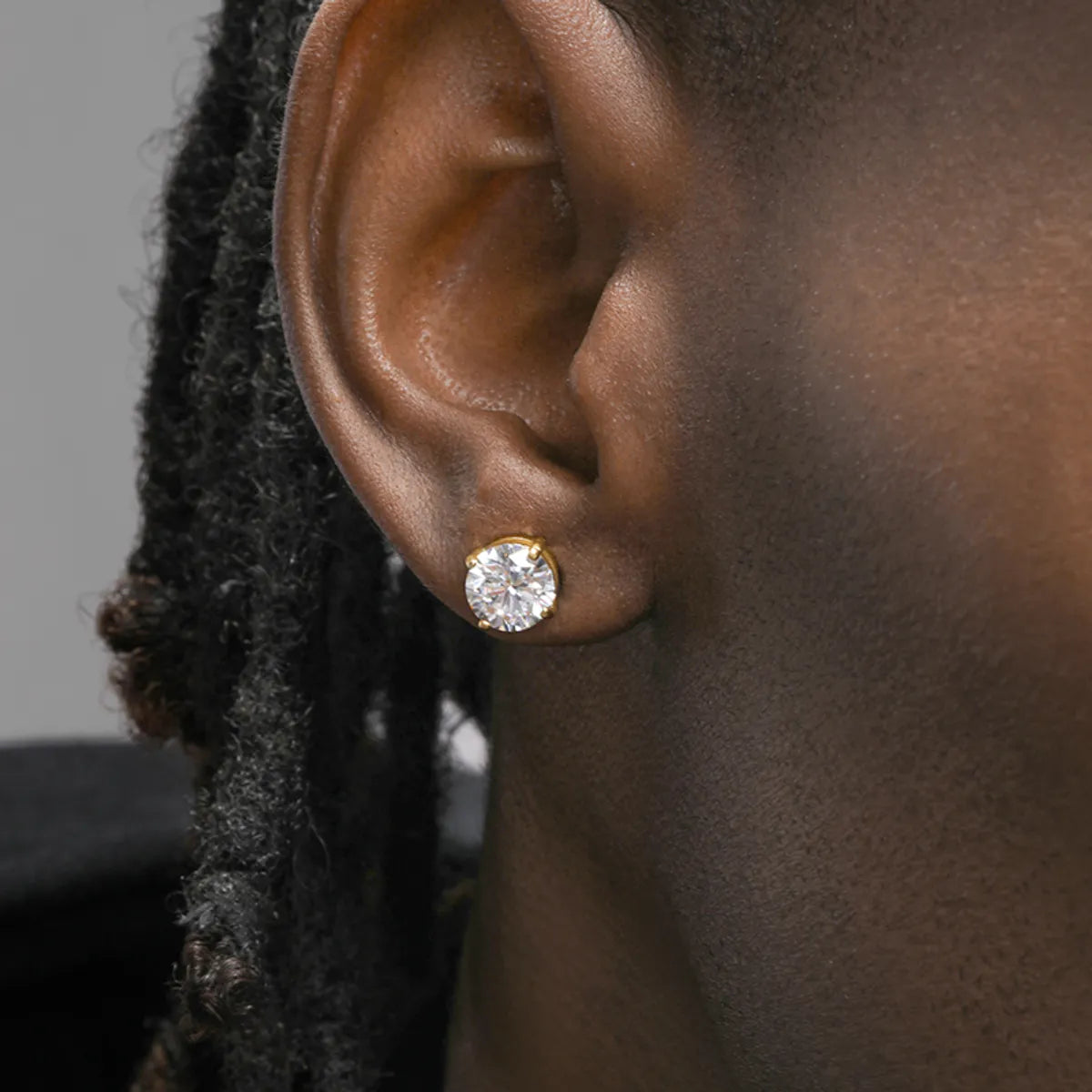 1 Pair Simple Style Round Inlay Stainless Steel Zircon Ear Studs