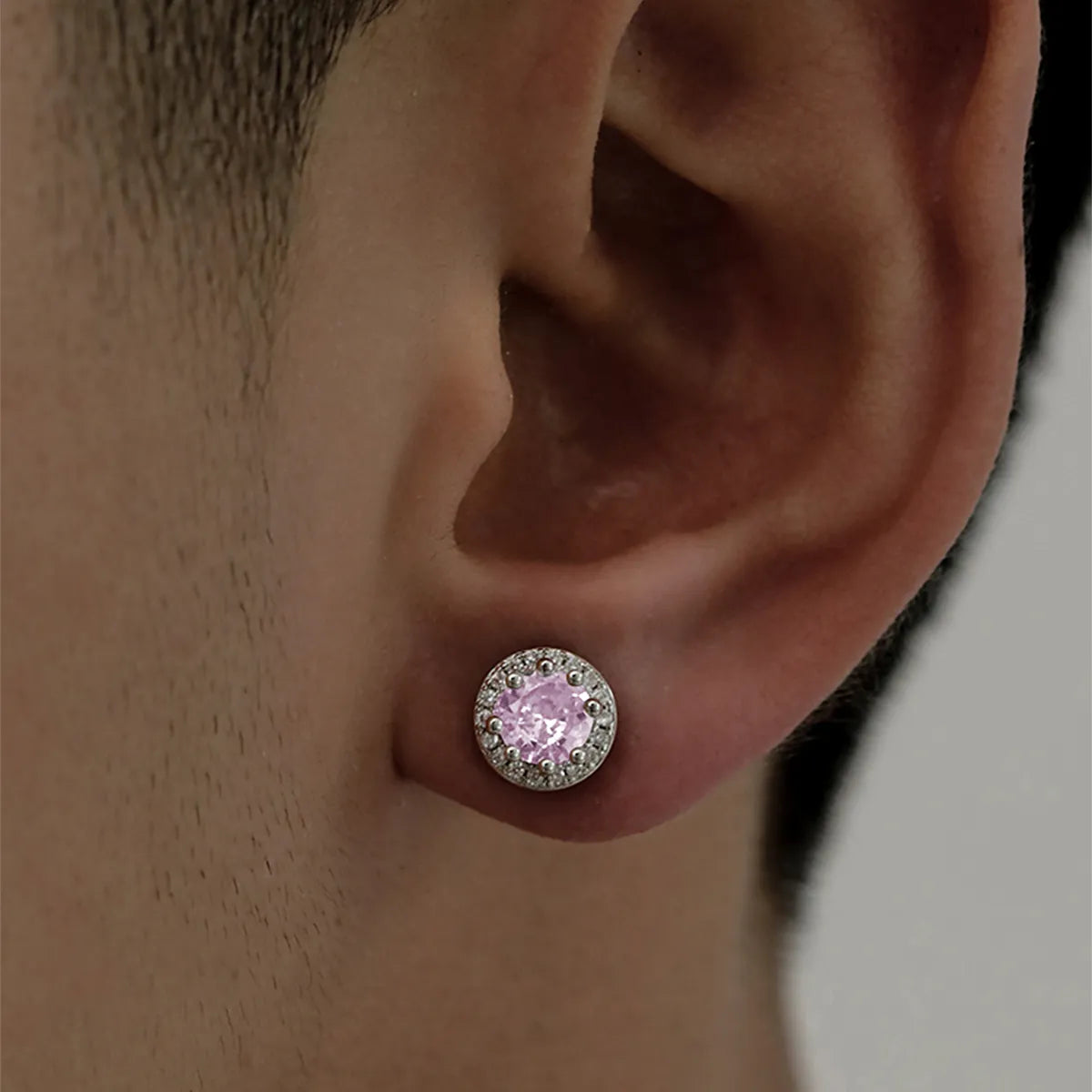 1 Pair Simple Style Round Inlay Stainless Steel Zircon Ear Studs