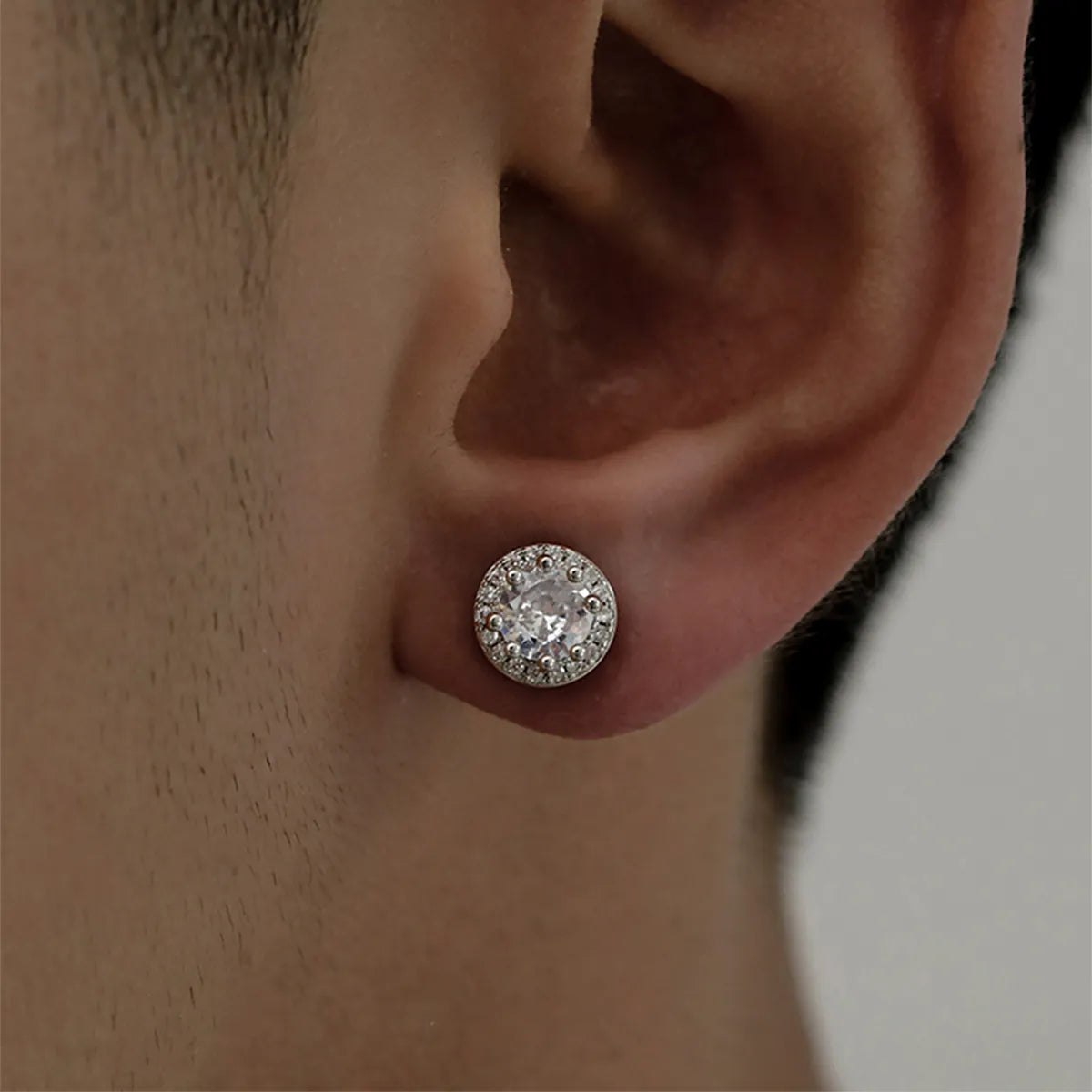 1 Pair Simple Style Round Inlay Stainless Steel Zircon Ear Studs