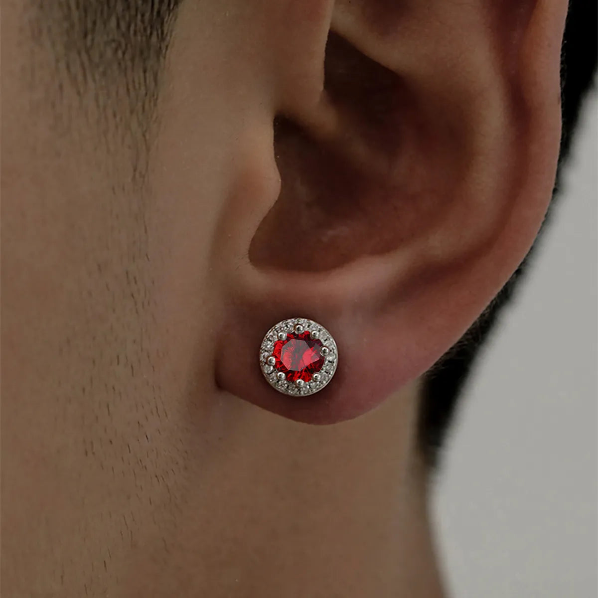 1 Pair Simple Style Round Inlay Stainless Steel Zircon Ear Studs