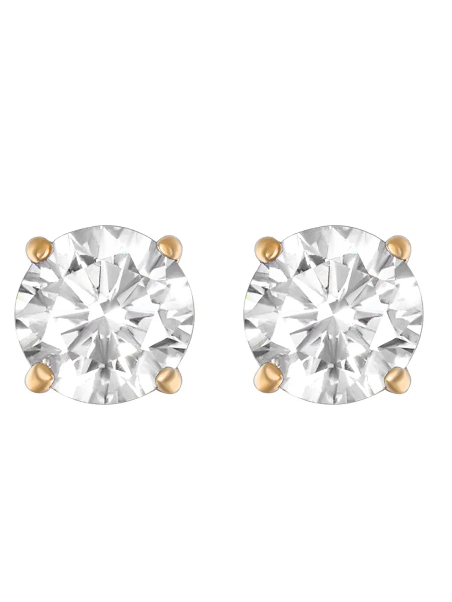 1 Pair Simple Style Round Inlay Stainless Steel Zircon Ear Studs