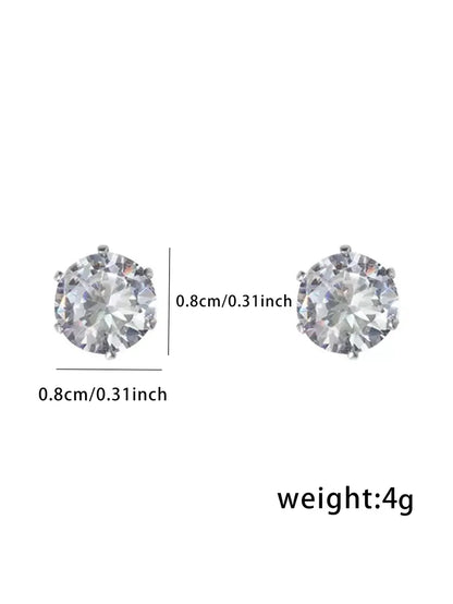 1 Pair Simple Style Round Inlay Stainless Steel Zircon Ear Studs