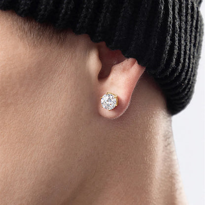 1 Pair Simple Style Round Inlay Stainless Steel Zircon Ear Studs