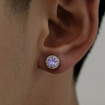 1 Pair Simple Style Round Inlay Stainless Steel Zircon Ear Studs