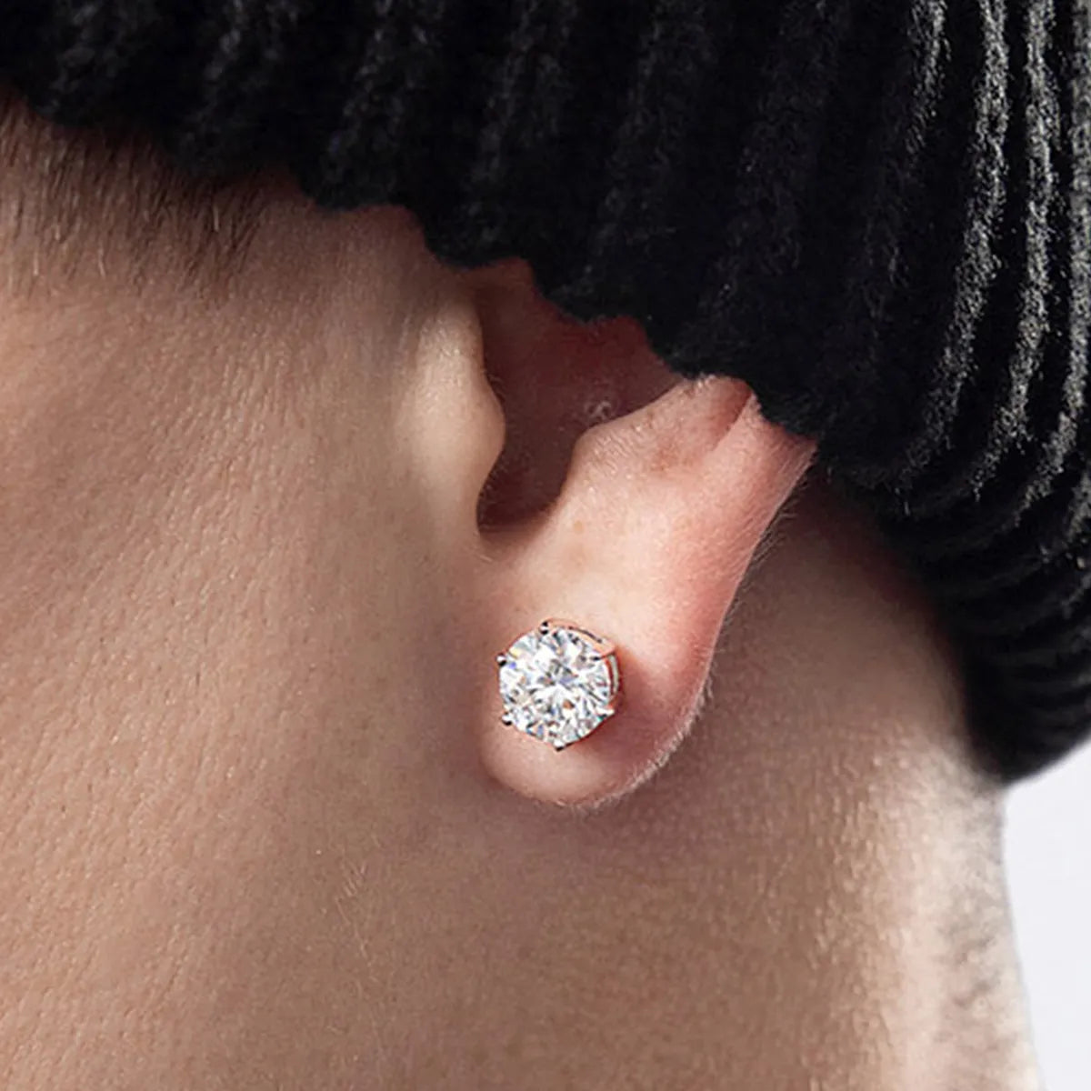 1 Pair Simple Style Round Inlay Stainless Steel Zircon Ear Studs