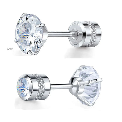 1 Pair Simple Style Round Inlay Stainless Steel Zircon Ear Studs