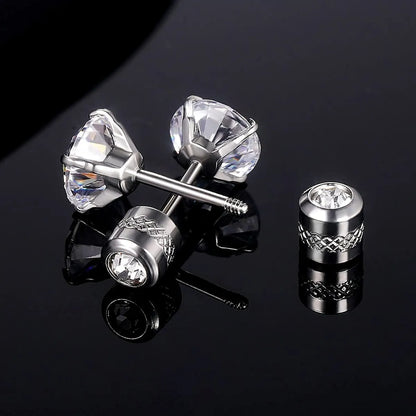 1 Pair Simple Style Round Inlay Stainless Steel Zircon Ear Studs