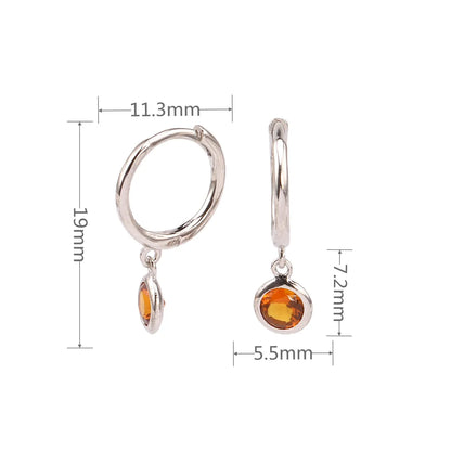 1 Pair Simple Style Round Inlay Sterling Silver Birthstone Drop Earrings