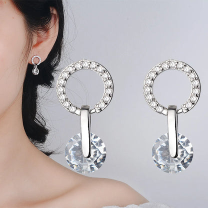 1 Pair Simple Style Round Inlay Sterling Silver Zircon Ear Studs