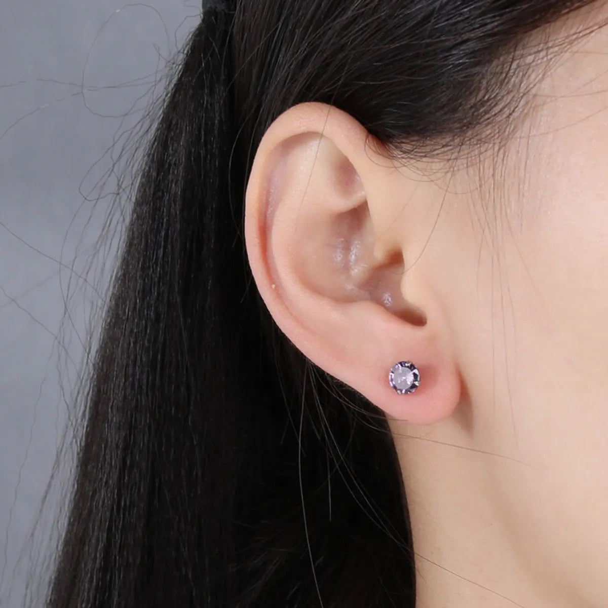 1 Pair Simple Style Round Inlay Sterling Silver Zircon Ear Studs