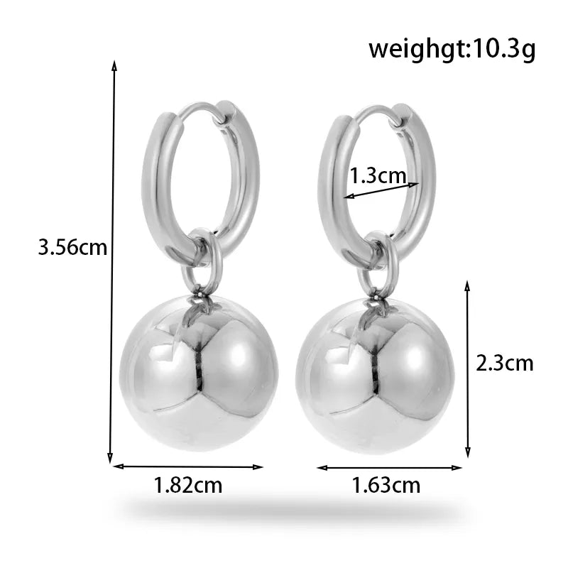 1 Pair Simple Style Round Moon Heart Shape Plating 304 Stainless Steel Drop Earrings