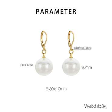 1 Pair Simple Style Round Oval Inlay 304 Stainless Steel Pearl Drop Earrings