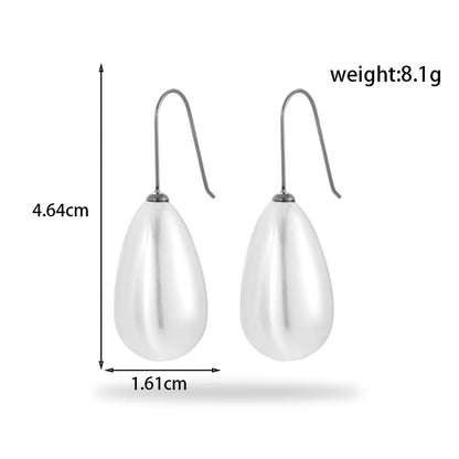 1 Pair Simple Style Round Oval Plating 304 Stainless Steel Drop Earrings