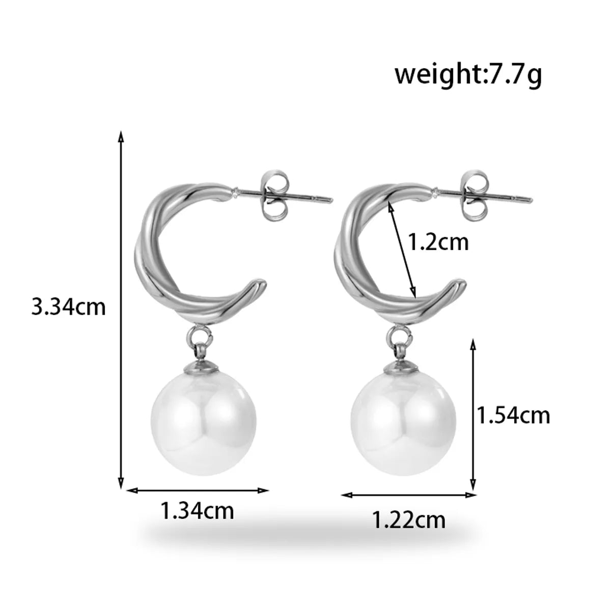 1 Pair Simple Style Round Oval Plating 304 Stainless Steel Drop Earrings