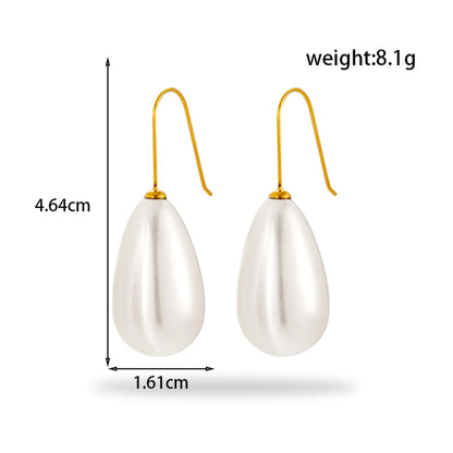 1 Pair Simple Style Round Oval Plating 304 Stainless Steel Drop Earrings