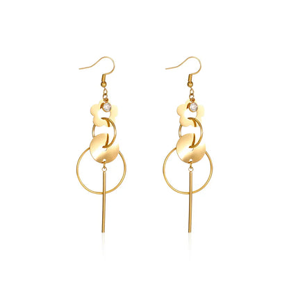 1 Pair Simple Style Round Plating 304 Stainless Steel 18K Gold Plated Drop Earrings