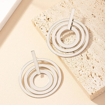 1 Pair Simple Style Round Plating Alloy Gold Plated Drop Earrings