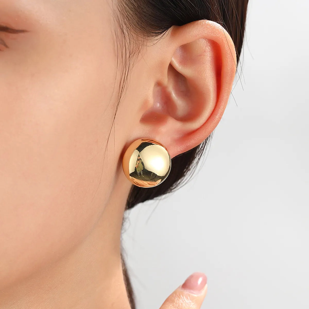 1 Pair Simple Style Round Plating Brass Ear Studs